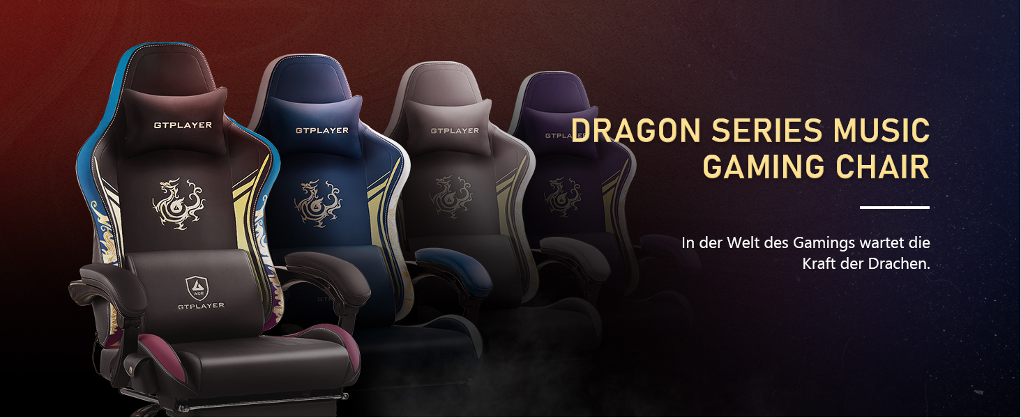 Ігрове крісло GTPLAYER з Bluetooth, підставка для ніг, серія Dragon, ергономічна, фіолетова