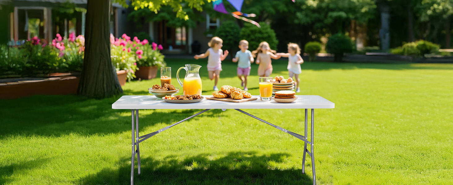 Складаний кемпінговий стіл Wiltec 122x60x75 см, стіл для пікніка, саду та виїзних заходів з ручкою для перенесення