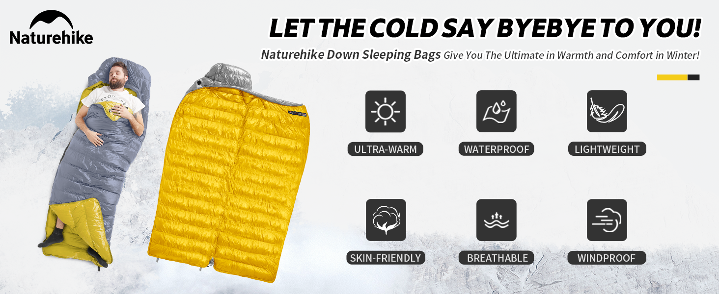 Ультралегкий спальний мішок Naturehike CW400 RDS пух, 4 сезони, компактний для кемпінгу та подорожей, сірий, розмір M (температура комфорту 6°C)