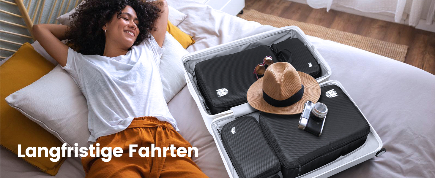 Набір органайзерів для подорожей у валізу з компресією, 8 шт, водонепроникні пакувальні куби для ручної поклажі та рюкзака, світло-блакитний