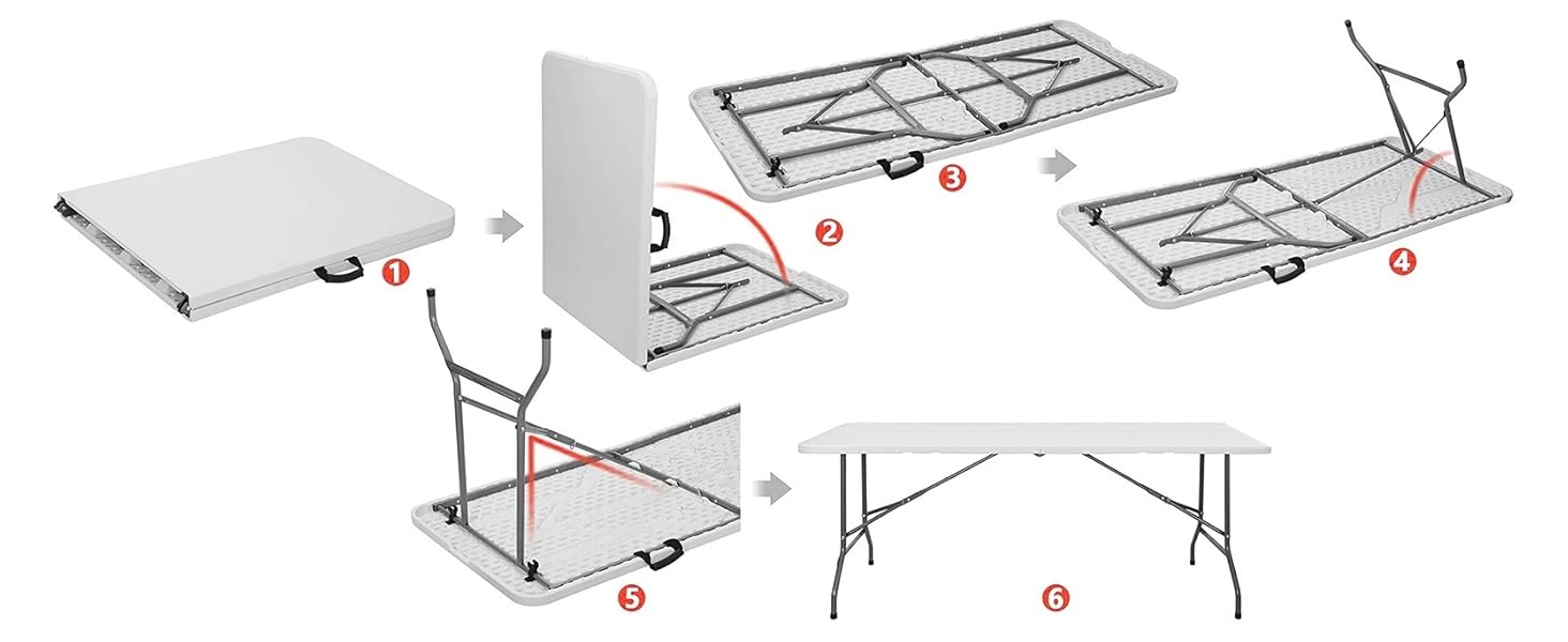 Багатофункціональний розкладний стіл на 4 особи Розкладний стіл Кемпінговий стіл Кемпінговий стіл Садовий стіл Фуршетний стіл з ручкою для перенесення 180x75x74см макс. 200кг, 370