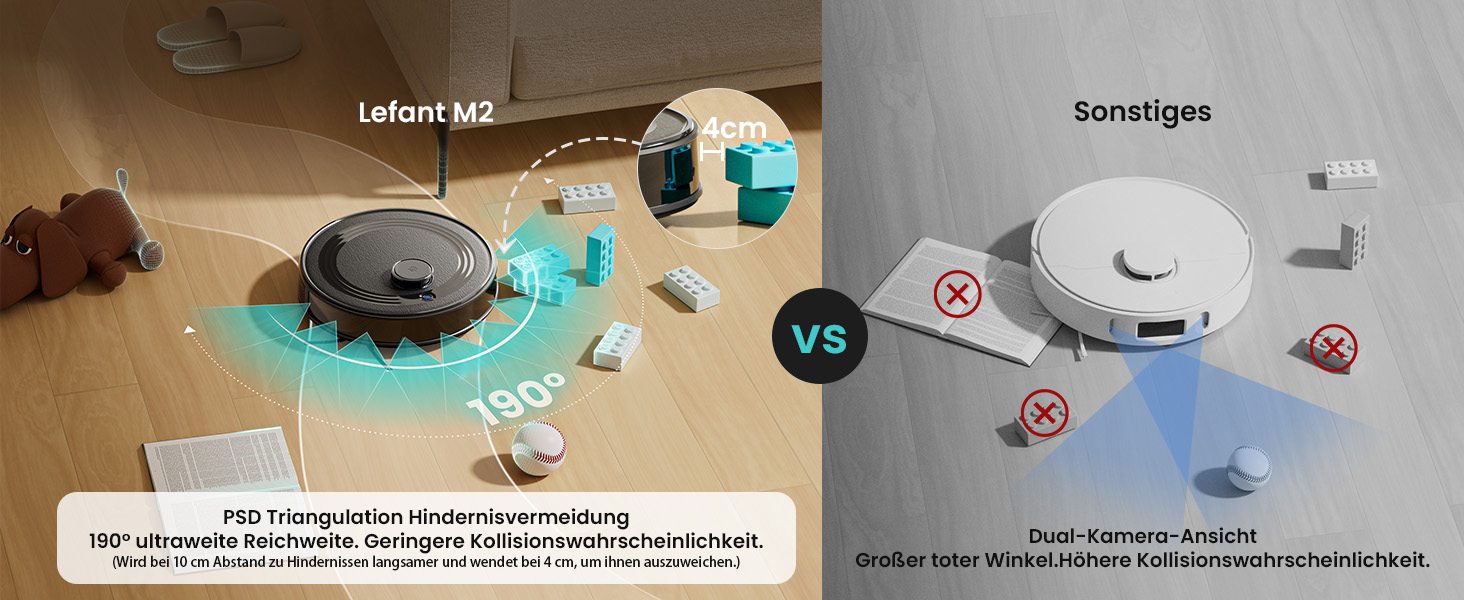 Робот-пилосос LEFANT M2 з функцією миття підлоги, 6000Pa, LiDAR-навігація, зони заборони, керування через APP/Alexa, для шерсті тварин, килимів та твердих підлог (M2B)