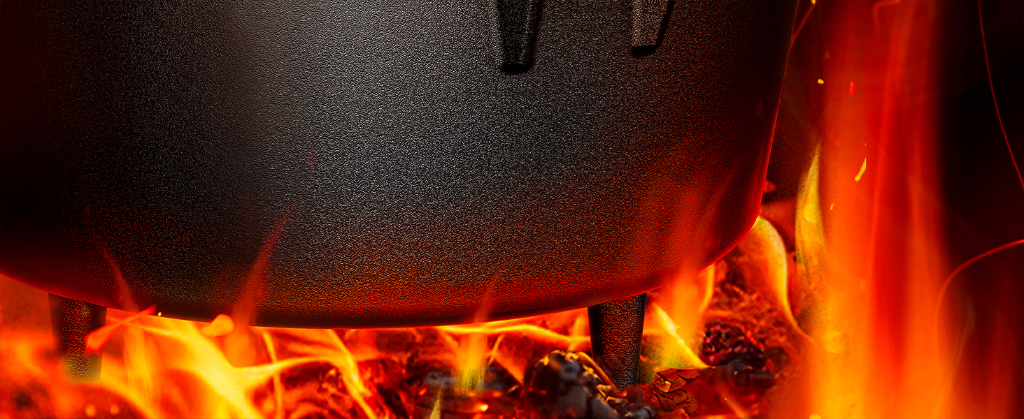 Набір голландської печі з емальованого чавуну 4,5 л (2-4 особи) – для 2-4 осіб, з ніжками, подвійна функція, кришка-підйомник 2в1, чистящий кільце, щітка та кулінарна книга – гарантія 30 років