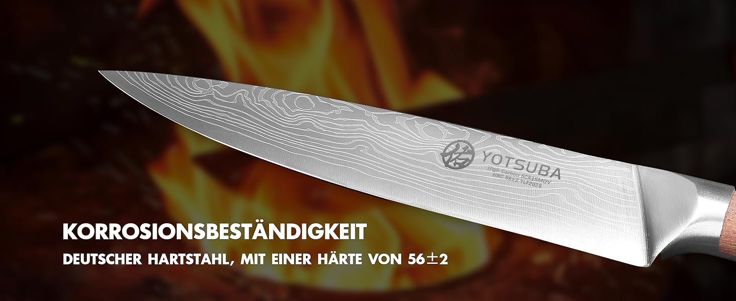 Набір кухонних ножів YOTSUBA Profi з дерев'яним блоком та точилкою, ножиці, набір кухонних ножів з нержавіючої сталі, 33 см