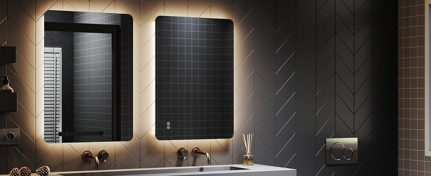 Дзеркало для ванної кімнати SONNI з підсвічуванням 80x60 см, IP44, холодне біле світло