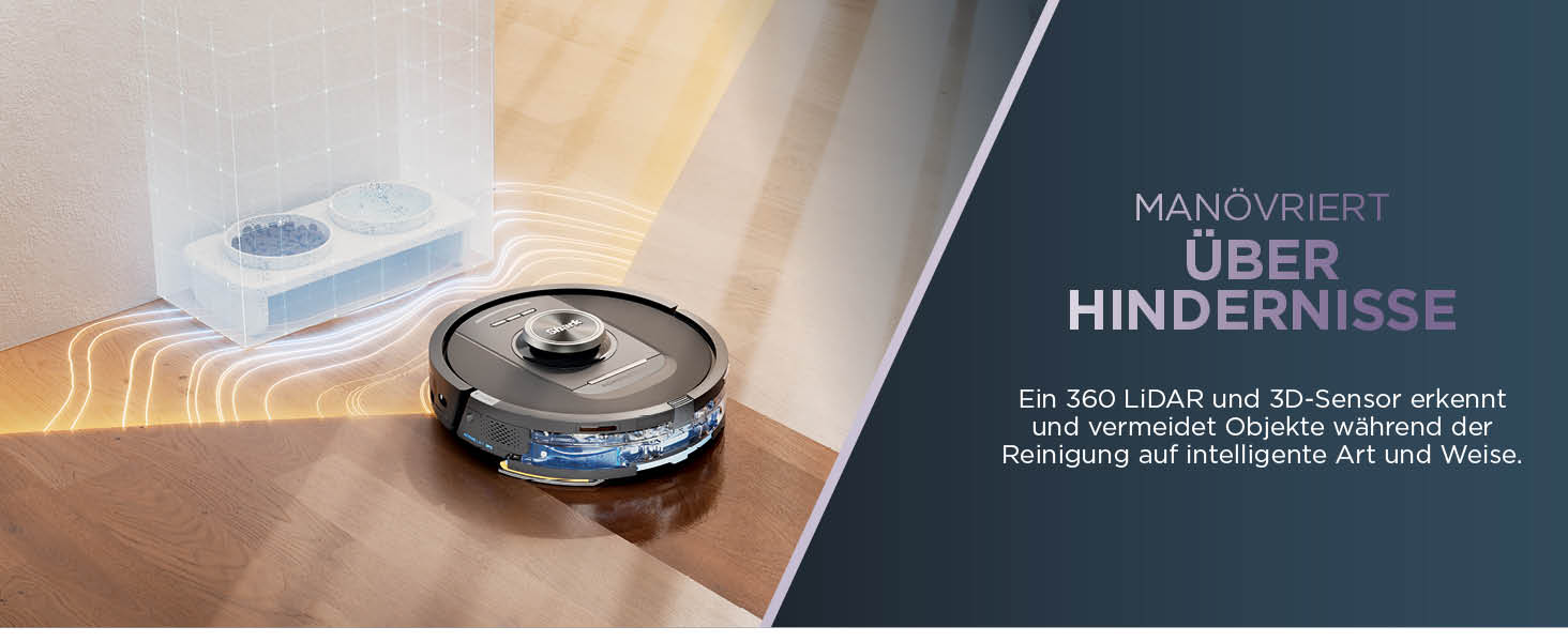 Робот-пилосос та миючий робот Shark PowerDetect RV2800ZEEU: 2-в-1, самостійне очищення, LiDAR, App-керування, чорний