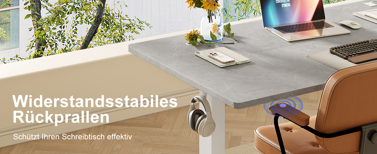 DEVOKO Стол для роботи з регулюванням висоти 140 x 70 см з розеткою, бездротовою зарядкою та USB – Електричний стіл для комп'ютера з функцією пам'яті та кабельною організацією – Ідеально для геймінгу та офісу, сірий 140 x 70 см