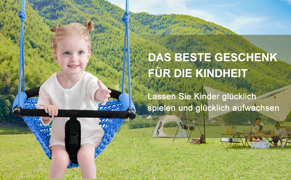 Дитяча гойдалка-трансформер 2-в-1 Nets Tribe для дому та саду (зелений/блакитний)