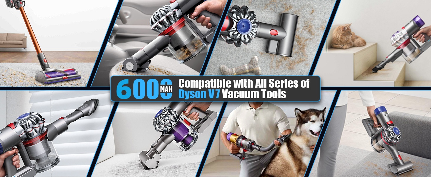 Акумулятор для пилососа Dyson V7 6.0Ah (6000mAh) - замінний акумулятор для моделей SV11 Animal, Fluffy, Absolute, Trigger, Motorhead, Pro, Car+Boat