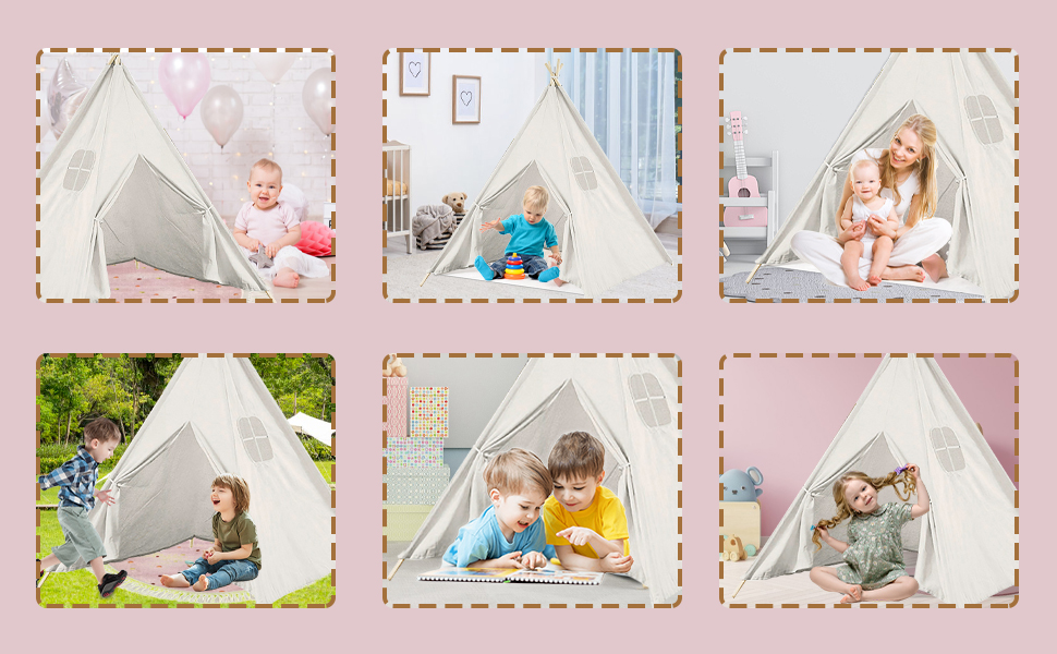 Дитячий намет-типі для гри, намет-типі для дітей з вікном, індіанський намет-типі для дому та вулиці, ігровий будиночок