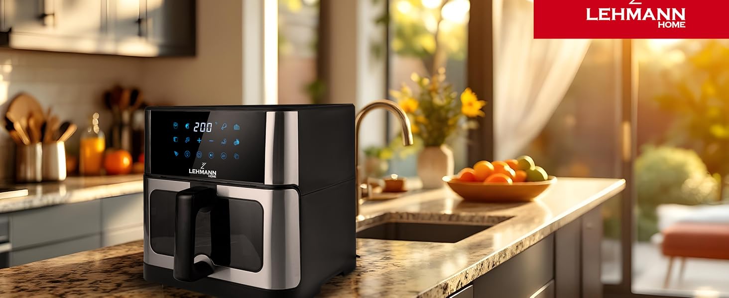 Фритюрниця повітряна LEHMANN XXL з 2 камерами (10л), 13 програм, touch display, антипригарне покриття