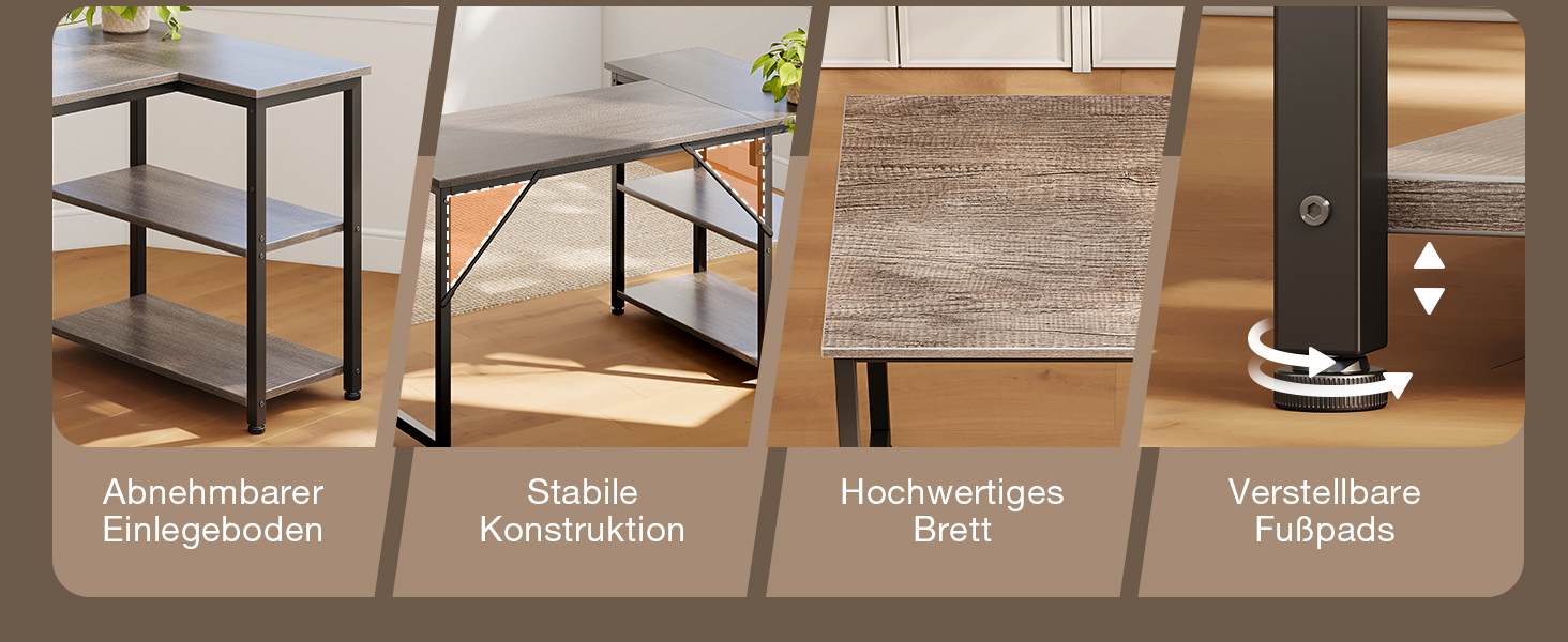 Комп'ютерний стіл Coleshome для геймінгу, кутовий, з обертовим ящиком, 120x70 см (сірий)