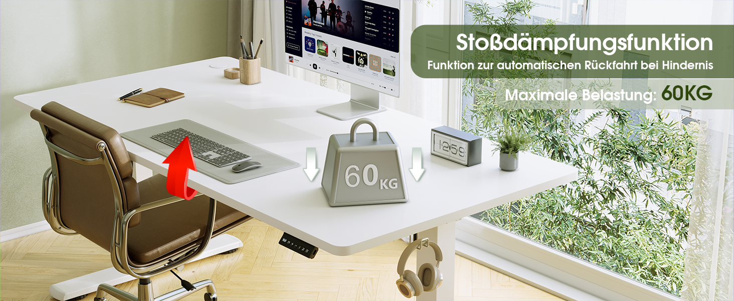 Електричний регульований стіл Flamaker з пам'яттю, ігровий стіл з USB-зарядкою (160 x 60 см)