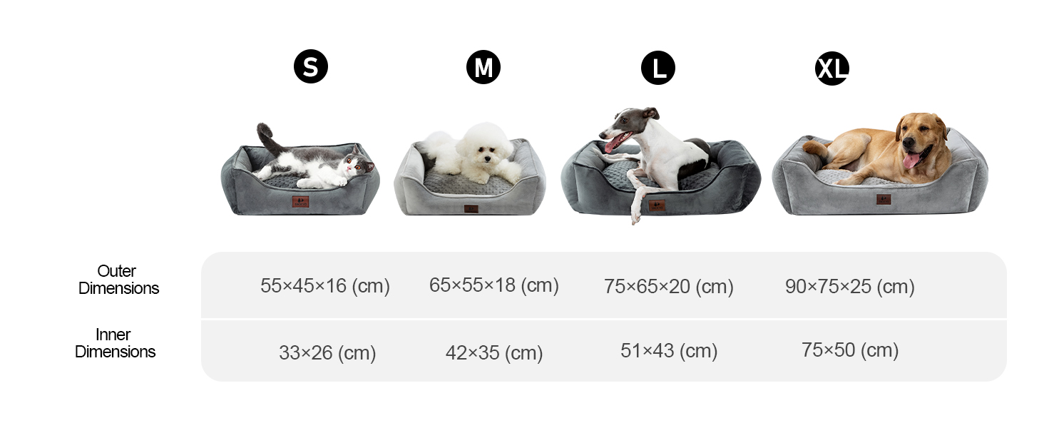 Ліжко для собак Snocyo для маленьких і середніх собак, ліжко для кішок пухнаста і затишна, миється і дуже м'який диван для собак Подушка для собак, м'який килимок для собак, Сірий, 6555 18 см (з (554516 см))