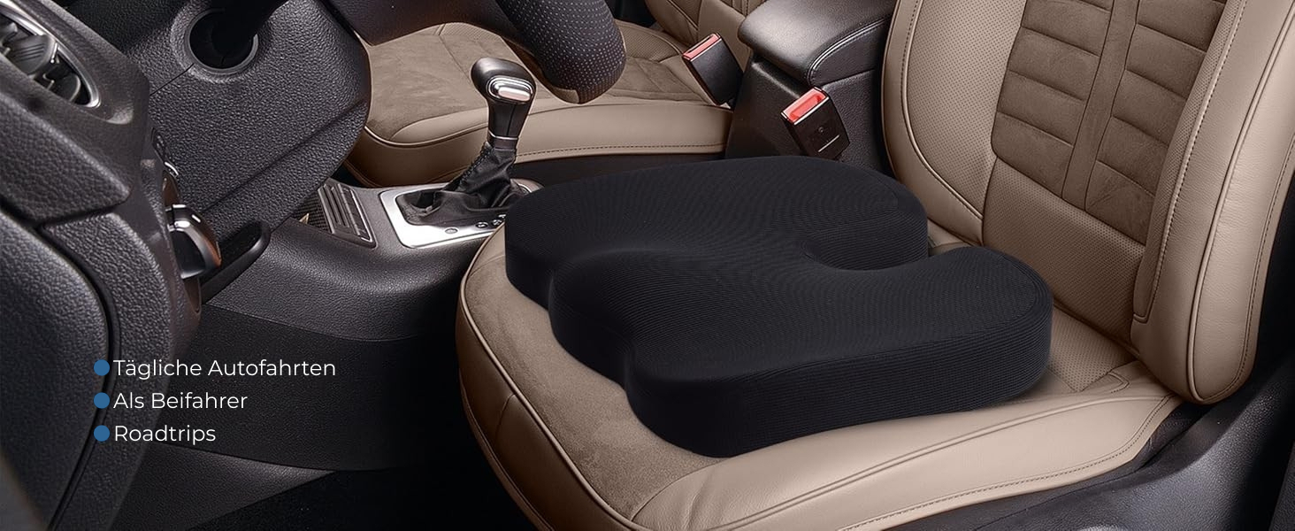 Подушка ортопедична для сидіння з піни Memory Foam 5 STARS UNITED: підтримка куприка, зняття болю в спині та при ішіасі, чорна