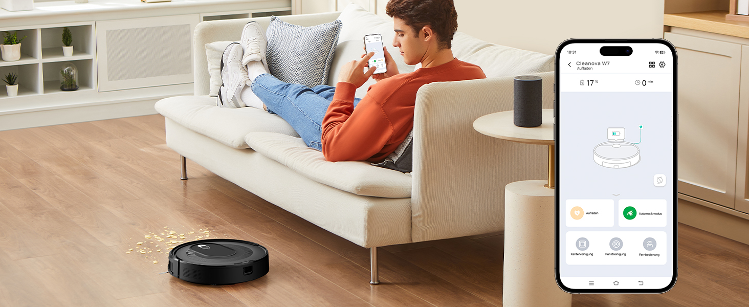 Робот-пилосос Vexilar W7 3-в-1 з функцією миття, 4000Pa, сумісний з Alexa/App, для тварин, килимів, твердих поверхонь