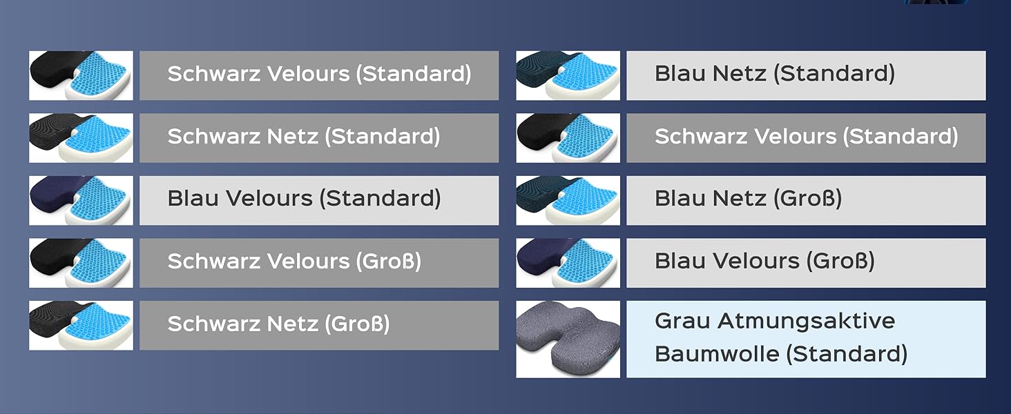 Ортопедична подушка для сидіння Bonmedico з Memory Foam та гелевим наповнювачем - для автомобіля, офісного крісла та інвалідного візка. Великий розмір (Блакитний)