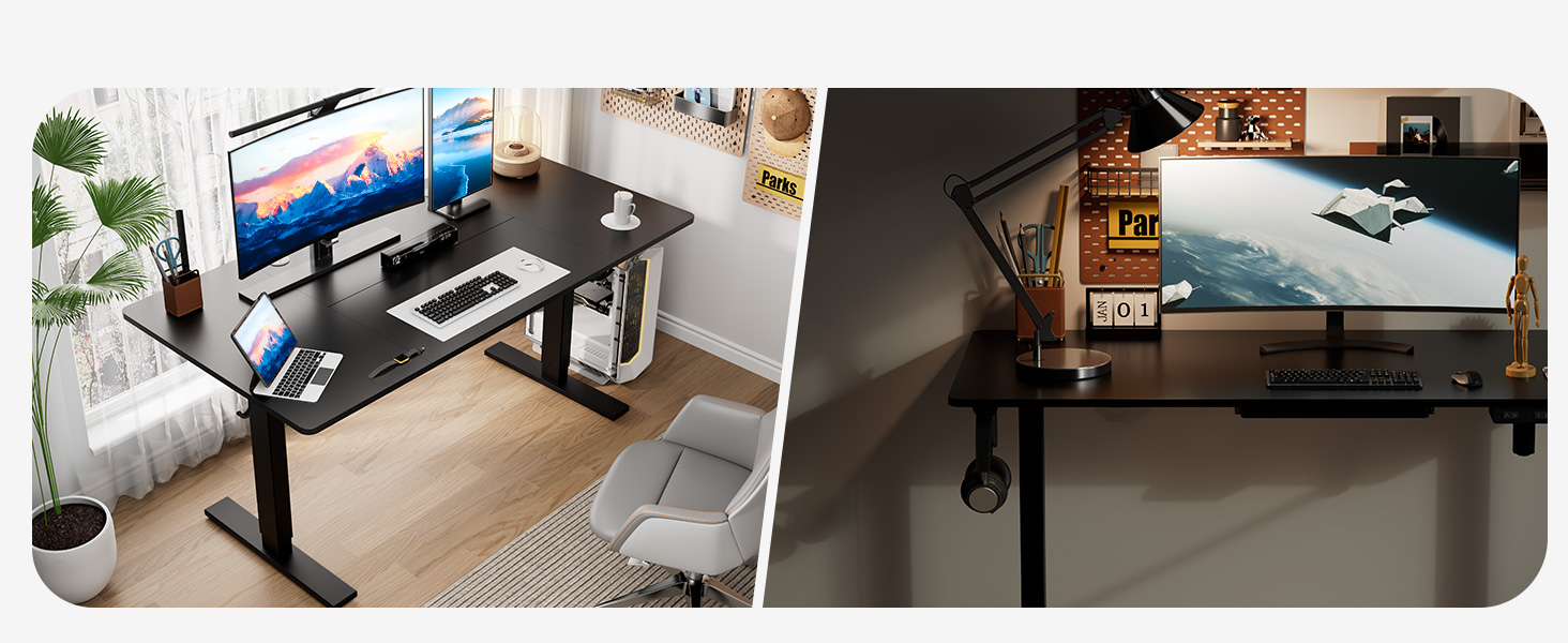 Регульований стіл 60x110 см, електричний з пам'яттю та захистом від зіткнень, висота 70–117 см, для офісу, дому та геймінгу (білий). Також доступний розмір 140x60 см (чорний)