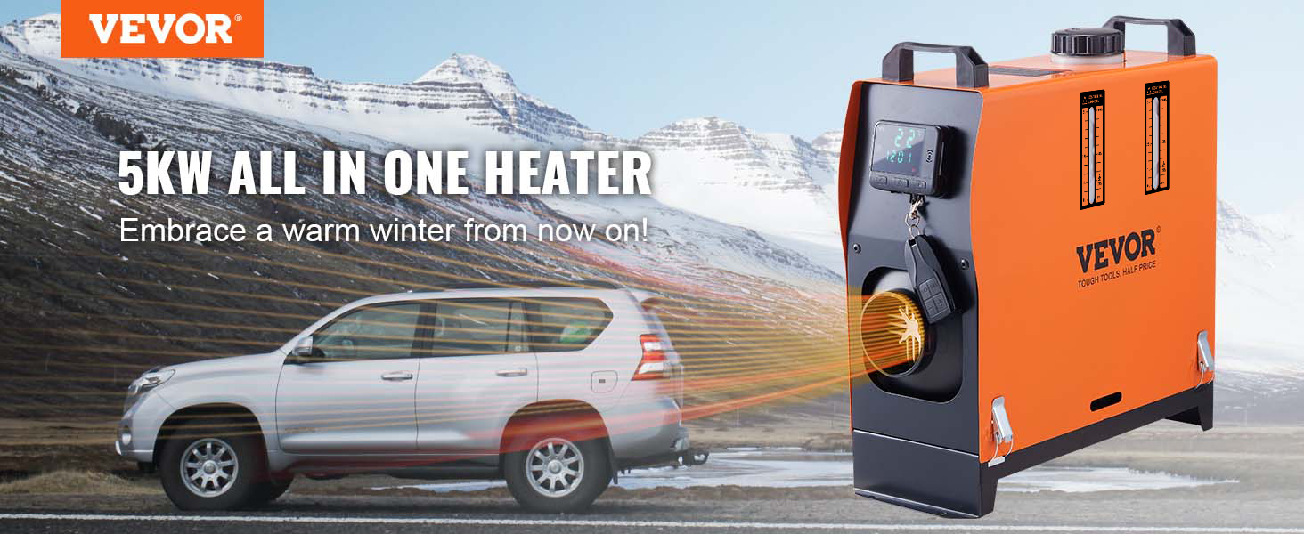 Автономний дизельний опалювач VEVOR 12V 5kW з LCD-дисплеєм та пультом дистанційного керування - дизельний опалювач повітряного типу