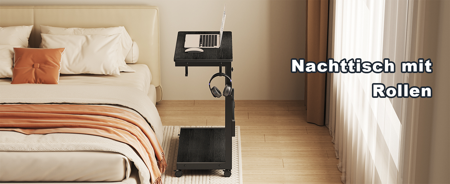 Регульований стійка для комп'ютера Tower, чорний, 64 x 34 x 59-84.5 см, з ATX корпусом та місцем для зберігання