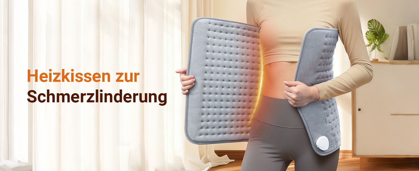 Електричне грілка для спини та тіла ALLJOY 85x45 см з автовимкненням, 6 температурних режимів, сірий колір