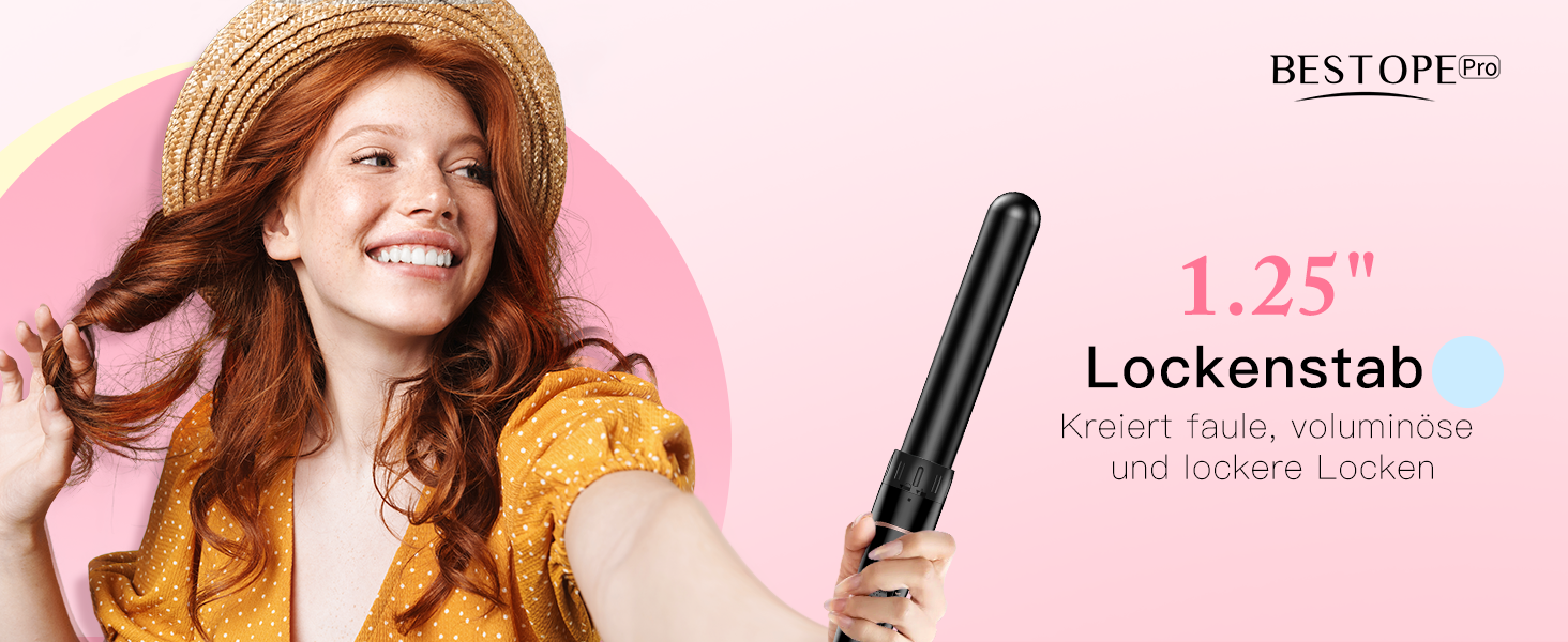 BESTOPE PRO Локкенштаб 6-в-1: великі та малі локони, різні насадки, регулювання температури, чорний