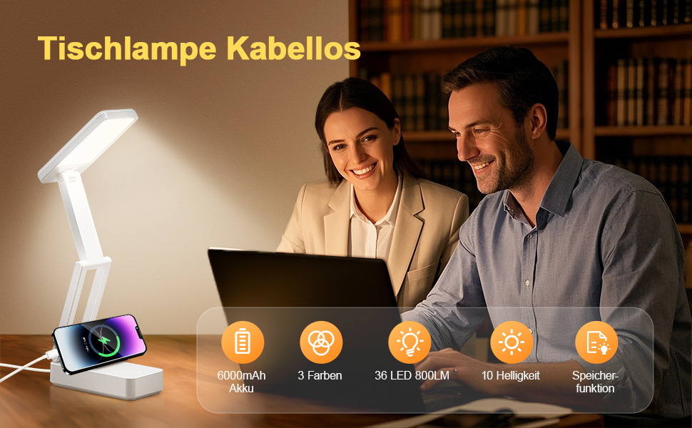 Акумуляторна LED-лампа настільна дитяча, 6000mAh, 3 кольори, регулювання яскравості, складана, портативна, з таймером, для читання, кемпінгу, біла