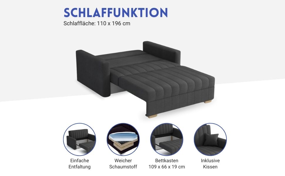 Диван-ліжко Zanzibar I 3-місний м'ятного кольору 153 см з ящиком для білизни та функцією сну | Диван з функцією ліжка