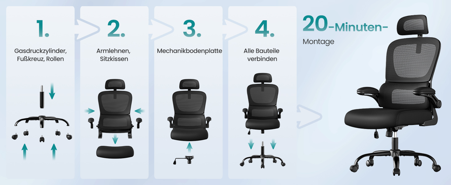 Офісне крісло SONGMICS з ергономічною підтримкою спини, сітчасте, з регульованою підголовником, для дому та офісу (чорний)