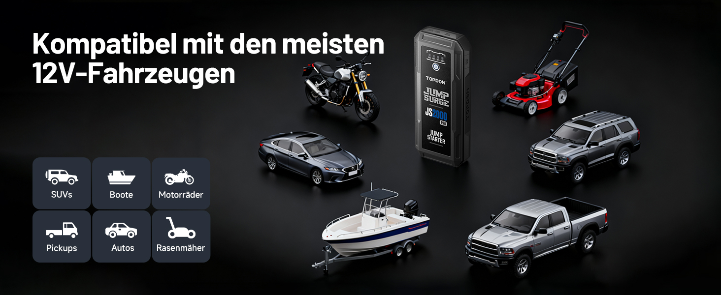 Powerbank TOPDON JS3000 для авто: пускова станція, 24000mAh, 12V, для бензинових та дизельних двигунів (до 9.0L/7.0L)