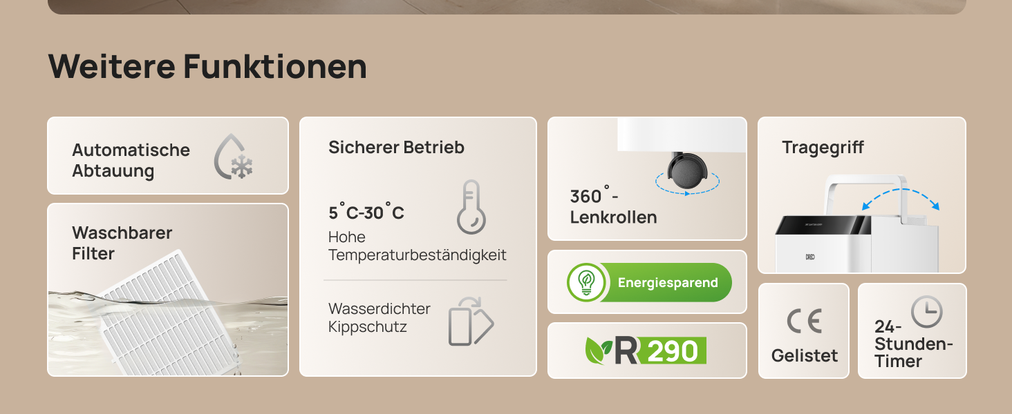 Dreo Розумний осушувач повітря - 20л, для приміщень до 37 м², з керуванням через додаток та Alexa, 3 режими, таймер, регулювання вологості, з відводом води, для спальні та ванної кімнати, білий/чорний