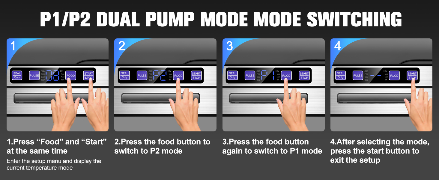 Вакууматор для продуктів LanBlu 7 в 1 з подвійним гарячим швом, вакуумний пакувальник для сухих та вологих продуктів, 80кПа