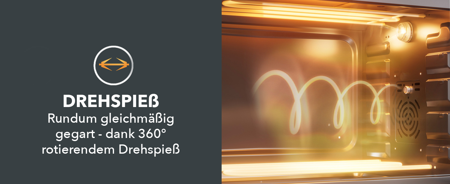 Багатофункціональна міні-піч Heinrich's 48L з конвекцією, таймером, підсвічуванням, 100-230°C, сенсорне керування, з аксесуарами, чорна, 2000W