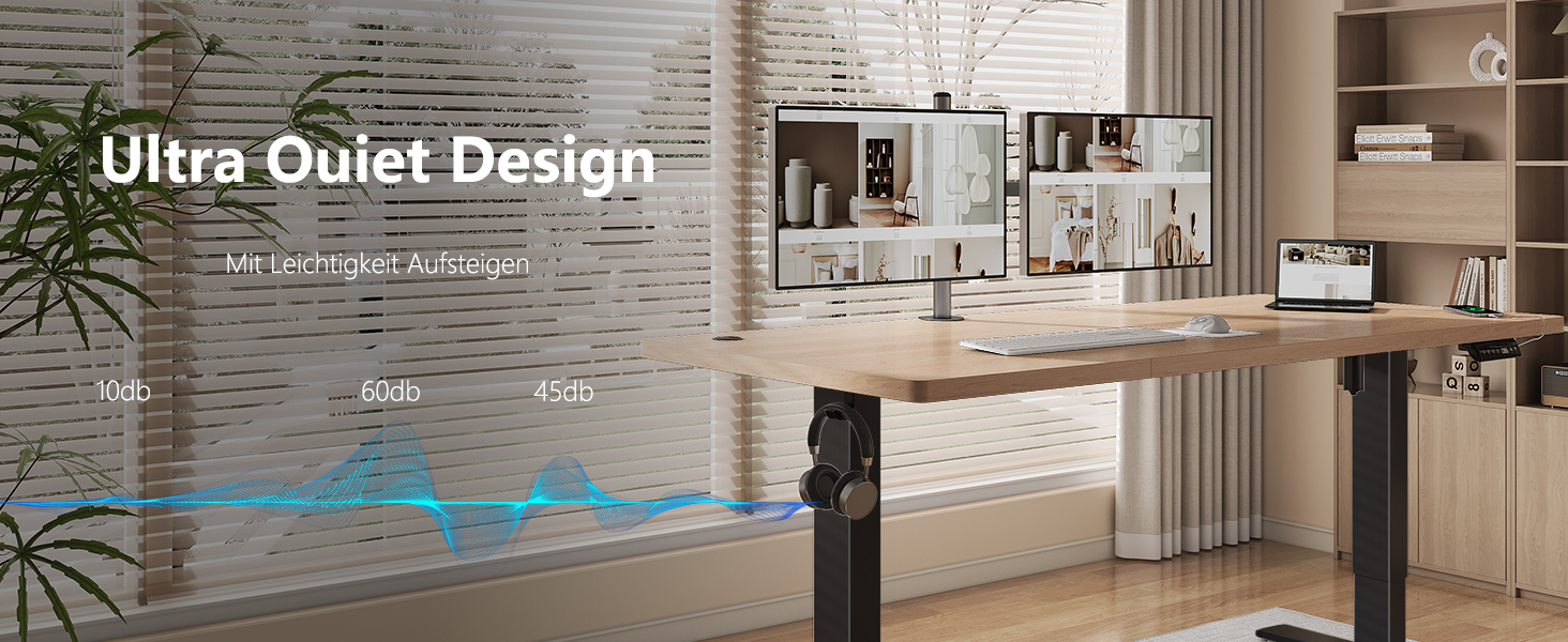 Регульований стіл Flamaker: електричний, з пам'яттю, для офісу та дому, 140 x 70 см, коричневий (бежево-чорний)