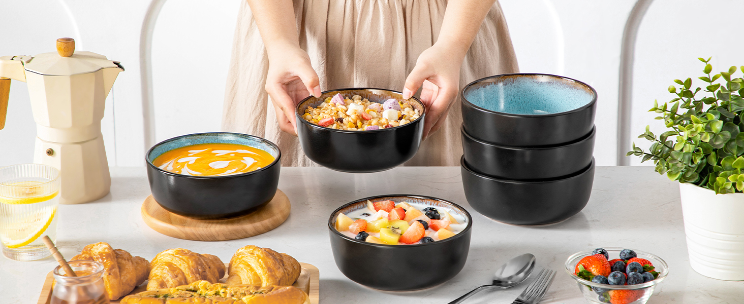 Набір посуду Vancasso AMBER на 12 осіб, 48 предметів: тарілки обідні, десертні, супові, миски (блакитний, реактивна глазур, для посудомийної машини)