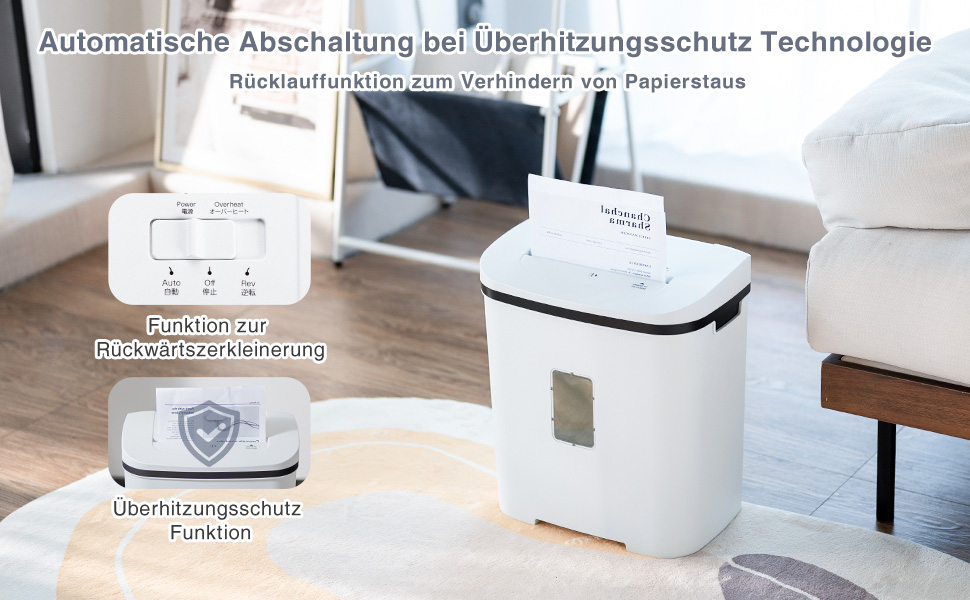 Шредер для паперу P4, 14 листів, 60 хв безперервної роботи, знищення кредитних карт та скріпок, 21л контейнер, тихий, для дому, офісу, шкіл, білий