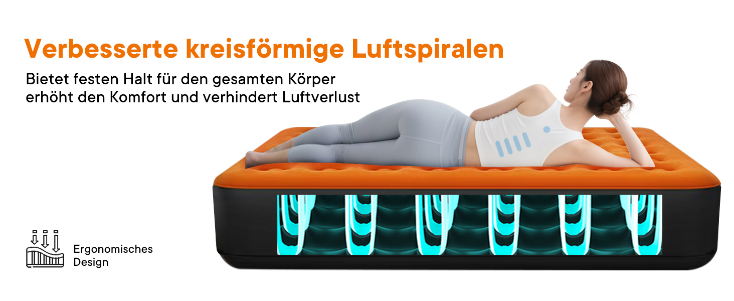 Надувна матрац Luxchoice з самонадувною системою та портативним насосом. Двоспальне ліжко для кемпінгу, подорожей та дому. Розмір 203x152x22 см, вантажопідйомність 250 кг