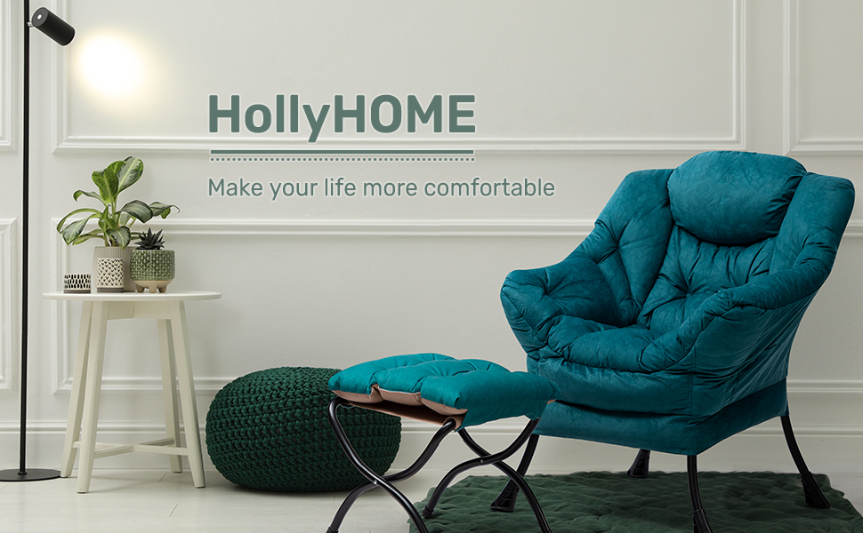 Крісло розкішне HollyHOME з пуфом, оксамитове, бежеве (блакитно-зелене) для вітальні, спальні, читання. Зі сталевим каркасом.