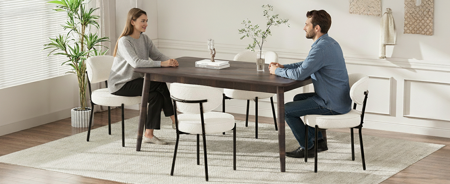 COLAMY Комплект обідніх стільців 4 шт. з м'яким сидінням 10 см – Сучасні м'які стільці з плюшевої тканини Teddy, з міцним металевим каркасом – Для кухні та вітальні, Білий. Комплект 4 шт.