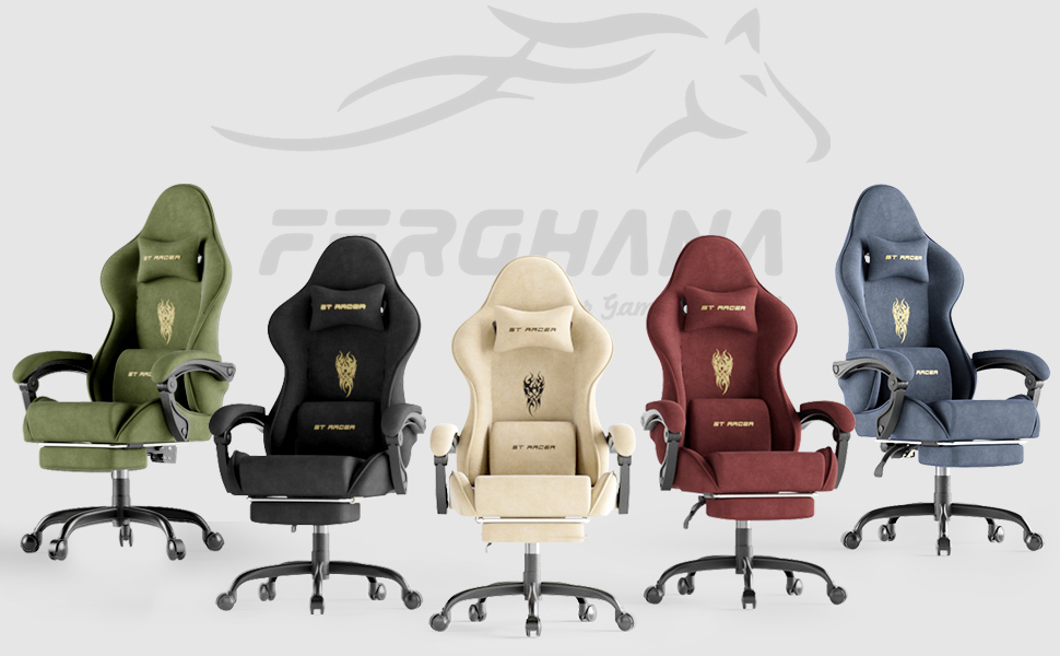 Ігровий крісло Ferghana Ergonomisch, чорний - з підголівником та поперековою подушкою