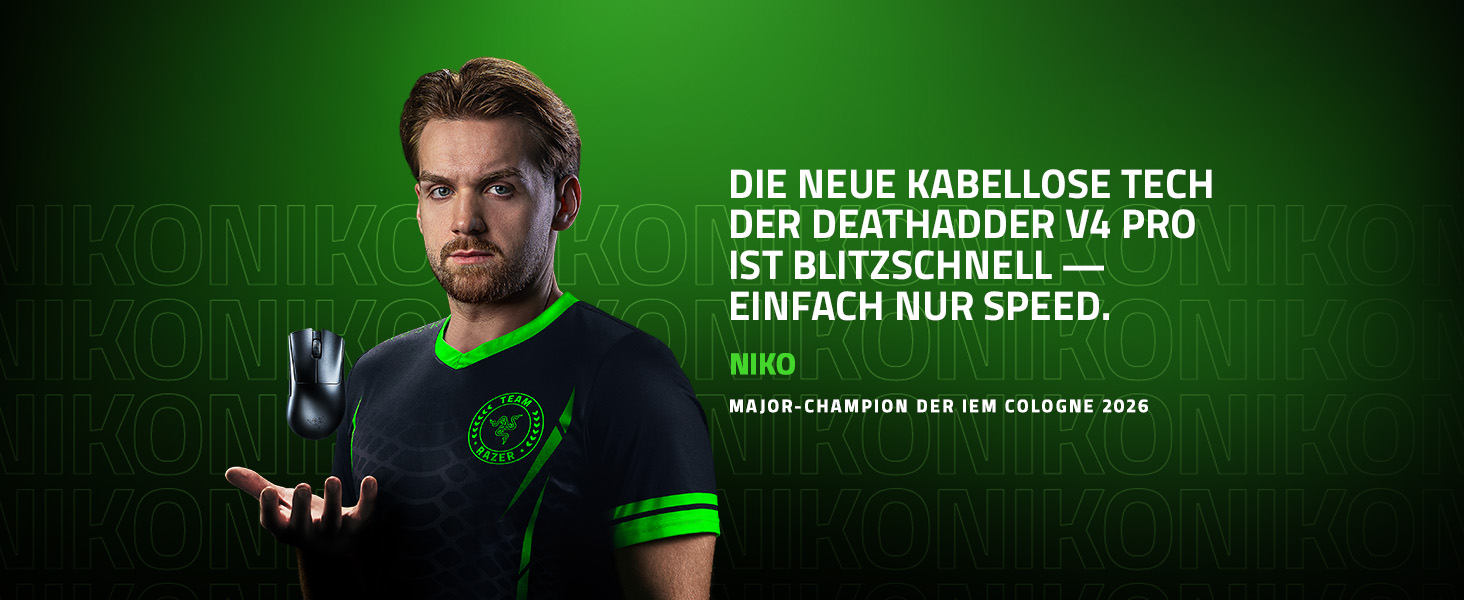 Ігрова бездротова миша Razer DeathAdder V4 Pro — ергономічна, ультралегка (55г), 26K DPI, HyperSpeed, чорна