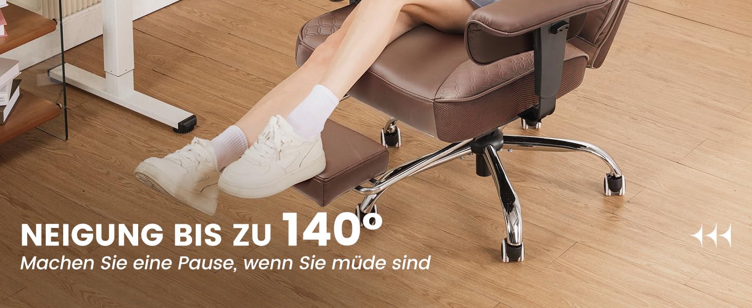 Ігровий крісло COMHOMA з ергономічною підтримкою спини, регульованими підлокітниками та широким сидінням (колір: коричневий)