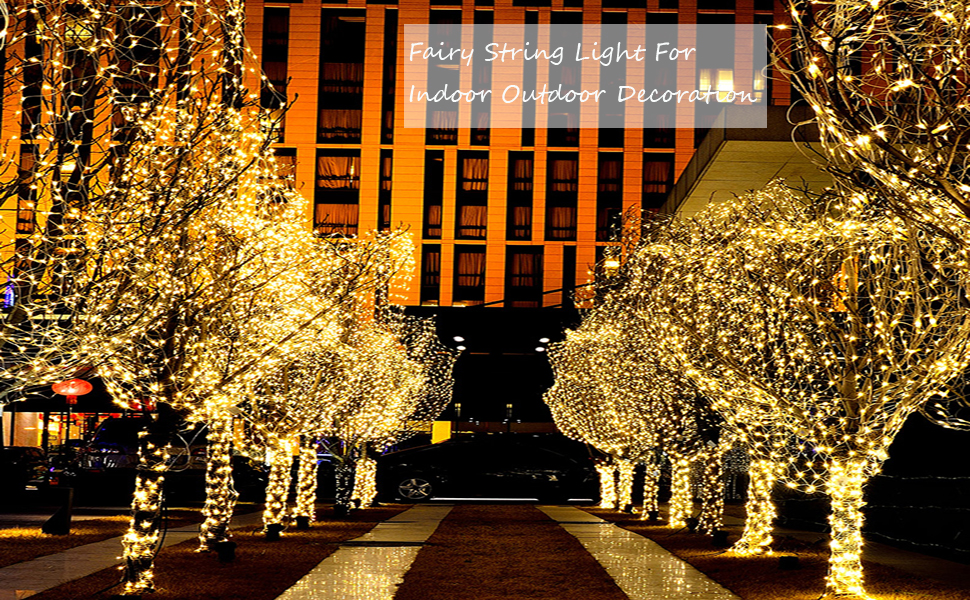 Гірлянда святкова 100м, вологостійка, для дому та саду, з пультом, 8 режимів, тепле світло (біла)