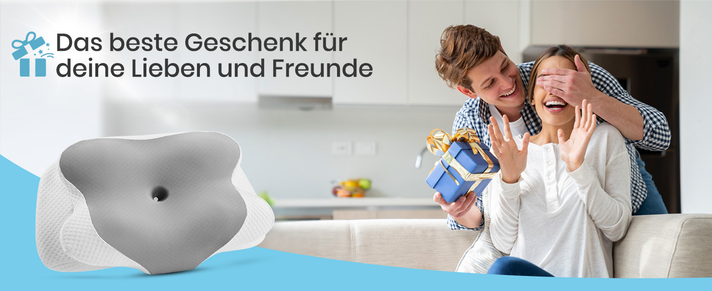 Подушка для шиї Donama з піною з пам'яті, подушка для сну на бік, спину та живіт (світло-сіра, 62 x 37 x 12 см)