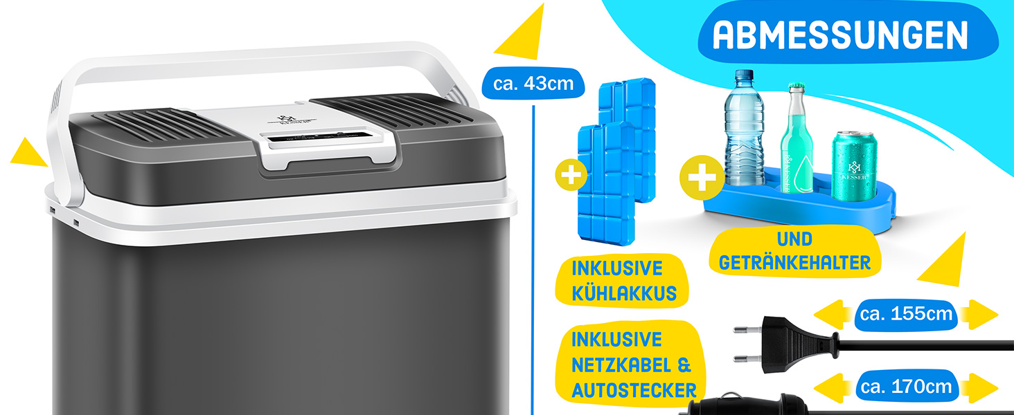 Автомобільний термобокс KESSER 24л: Електричний холодильник/грілка 12/230V для авто, човна, кемпінгу. Режими ECO та MAX, колір антрацит