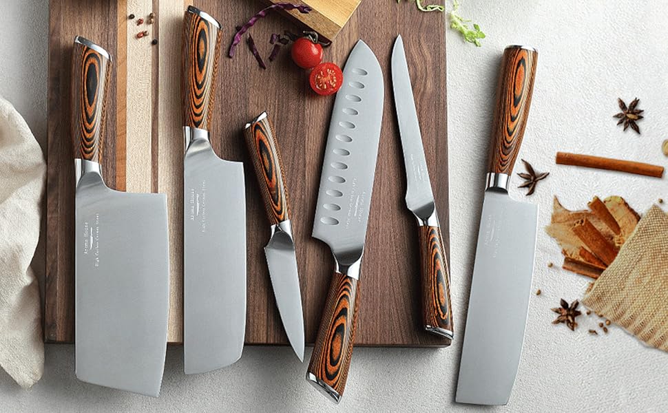 Японський ніж Nakiri 7 дюймів: професійний кухонний ніж для овочів з нержавіючої сталі з високим вмістом вуглецю