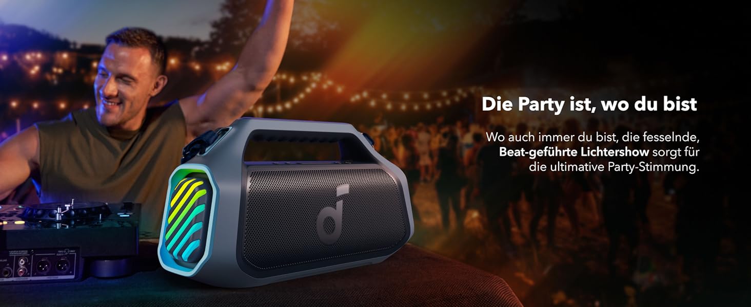 Soundcore Boom 2 Plus - портативна Bluetooth колонка, 140W, IPX7, RGB, Power Bank, BT 5.3 (синій)