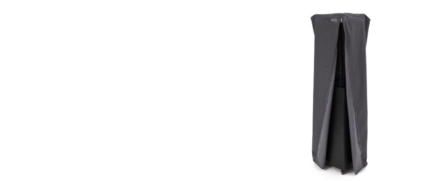 Газовий обігрівач Planika Faro – 8kW, чорний, для тераси та саду, з кришкою, 36 x 36 x 150 см (Газовий балон не входить у комплект)