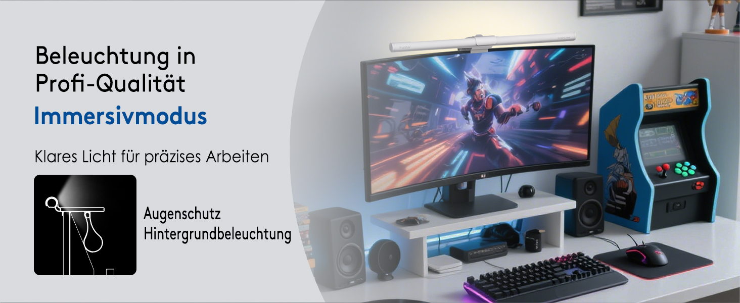 LED лампа для монітора Quntis 40см з підсвічуванням, регульована, захист очей, для офісу та дому