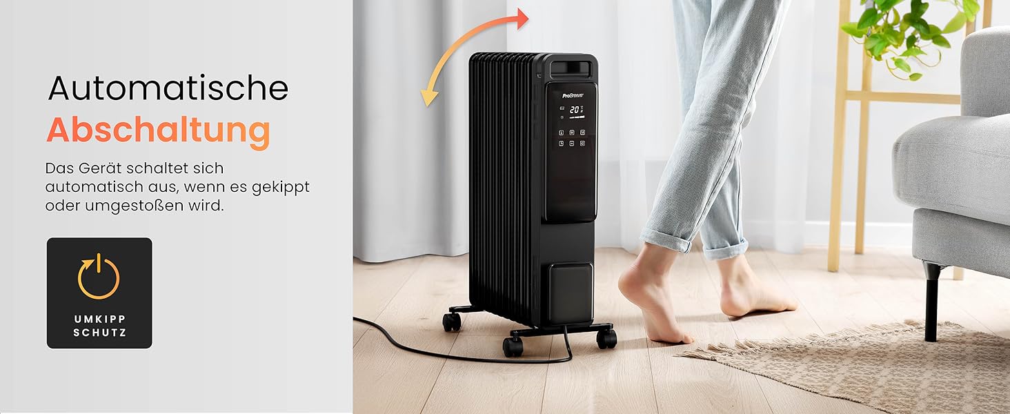 Електричний масляний радіатор Pro Breeze OmniWarm 2500W з 11 секціями, чорний - енергозберігаюча теплова панель з термостатом, таймером та захистом від перегріву